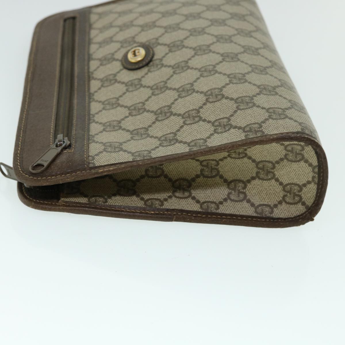 Luxury Gucci GG Canvas Clutch Bag PVC Leather Beige Brown 014 123 6053 bs8482