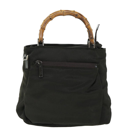 Luxury Gucci Bamboo Hand Bag Nylon Leather 2way Khaki 002 2058 0508 5 bs8491