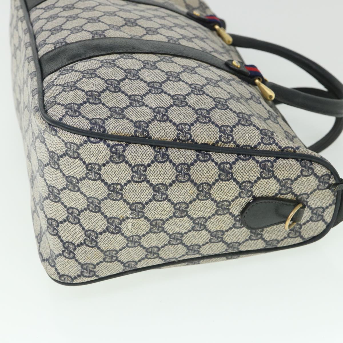 Luxury Gucci GG Canvas Sherry Line Boston Bag PVC Leather Gray Red Navy bs8628