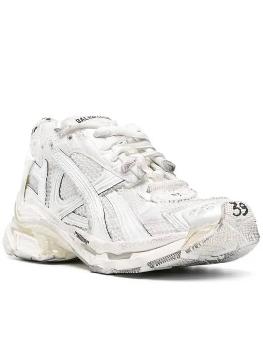 Luxury Balenciaga Runner Embroidered Logo Low Top Sneakers White