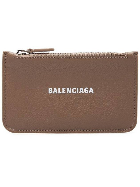 Luxury Balenciaga Logo Zipper Long Card Wallet Brown