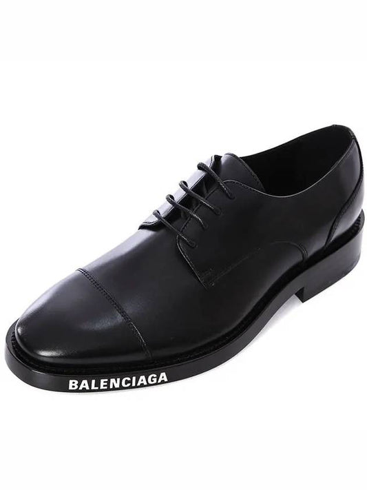 Luxury Balenciaga Logo Lettering Sole Lace Up Derby Black