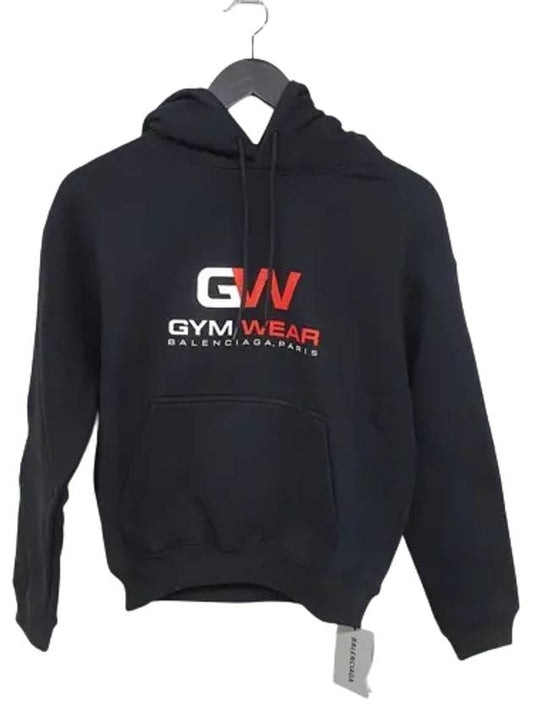 Luxury Balenciaga Gymwear Logo Cotton Hoodie Black