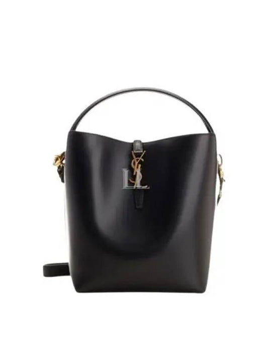 Luxury Saint Laurent Le 37 Leather Bucket Bag Black