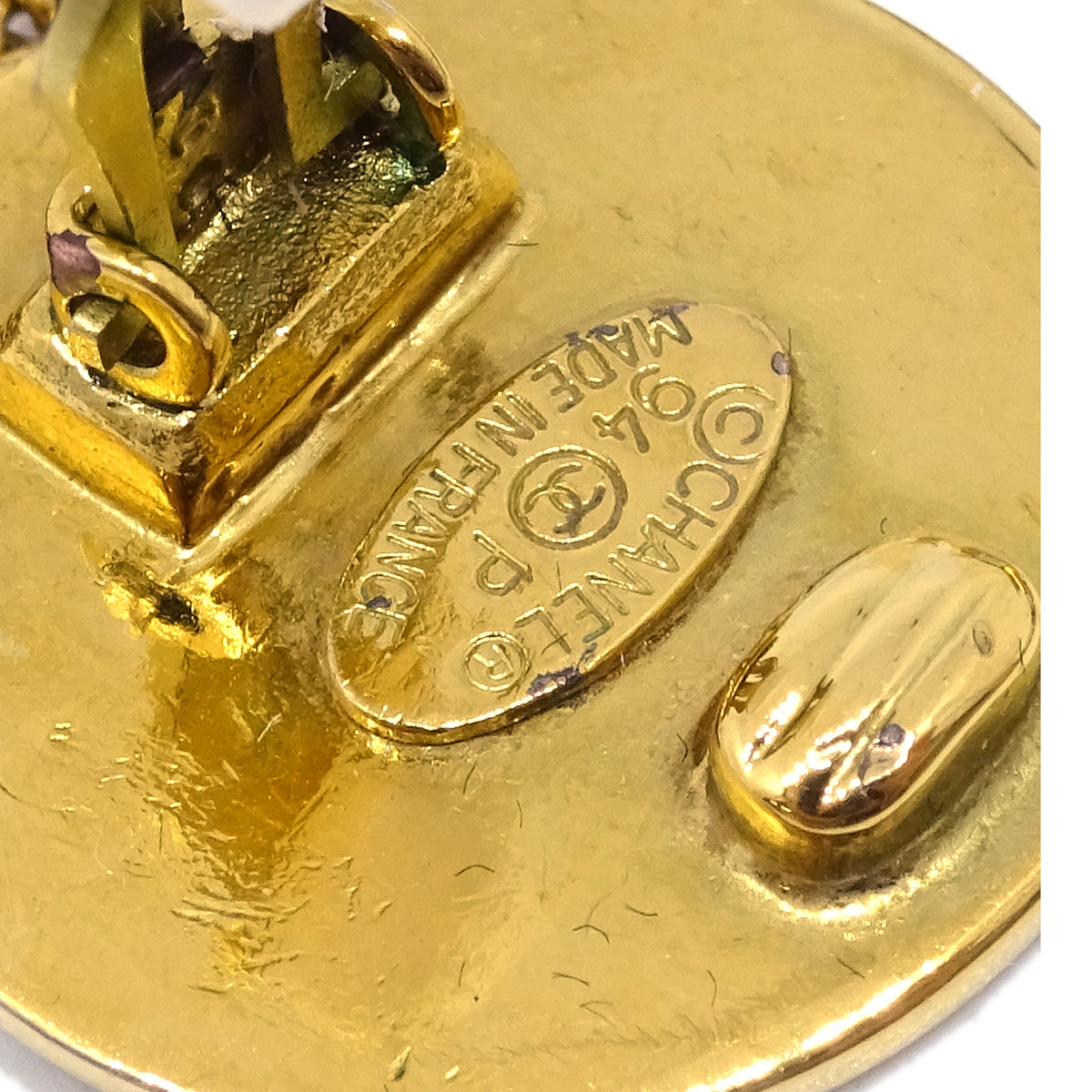 Chanel Gold Bag Dangle Earrings Clip-On 94P