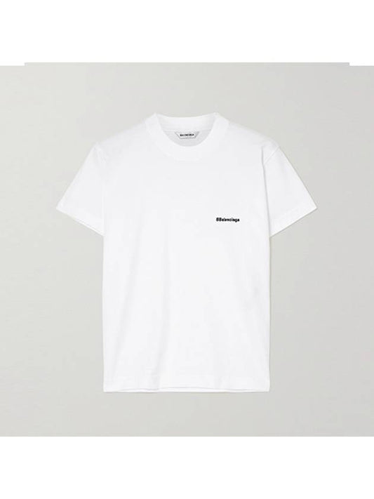 Luxury Balenciaga Embroidered BB Logo Short-Sleeved T-Shirt White