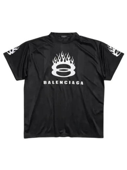 Luxury Balenciaga Logo Print Crew Neck Short Sleeve T-Shirt Black