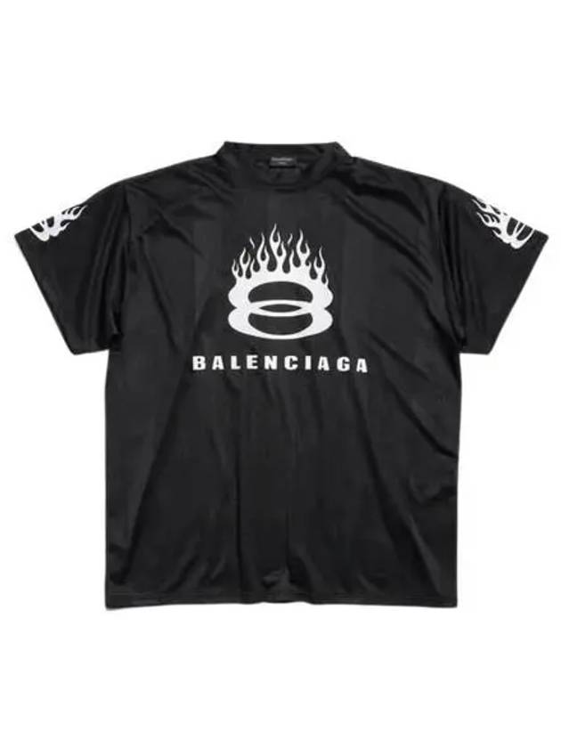 Luxury Balenciaga Logo Print Crew Neck Short Sleeve T-Shirt Black