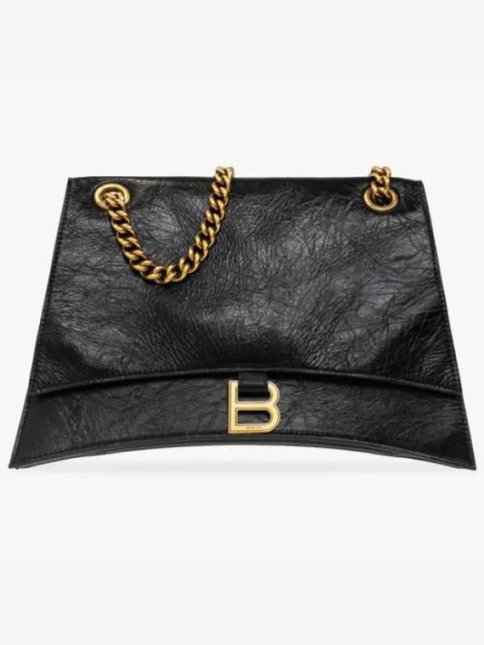Luxury Balenciaga Crush Medium Shoulder Bag Black