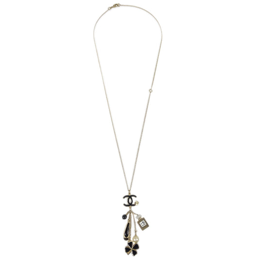 Chanel Icon Artificial Pearl Gold Chain Pendant Necklace 12A