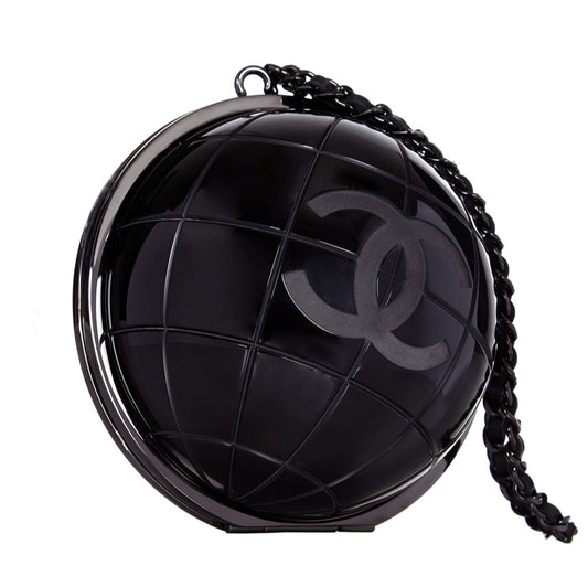 CHANEL Black Globe Minaudiere Clutch