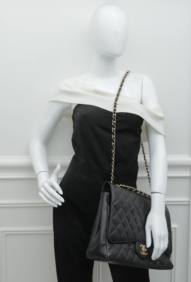 Chanel Black CC Classic Double Flap Maxi Bag