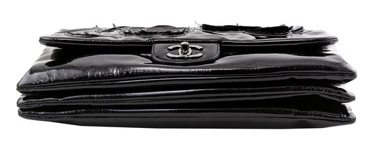 Chanel Black Tweed Camellia Maxi Flap Bag
