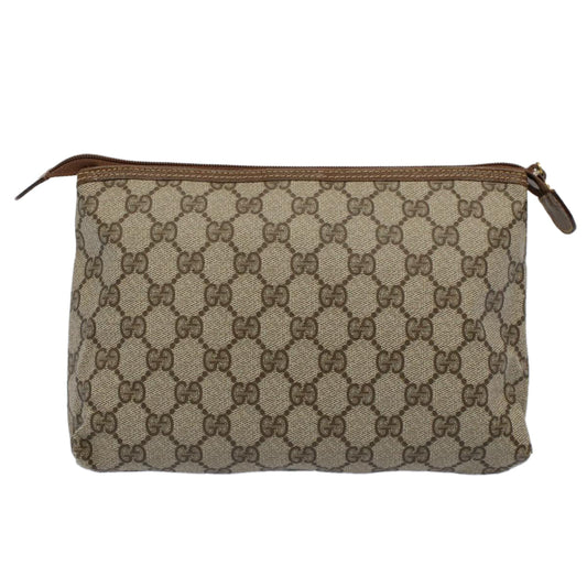 Luxury Gucci GG Canvas Pouch PVC Leather Beige 014 115 6088 cl746