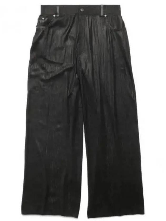 Luxury Balenciaga Cotton High Waist Transparent Wide Pants Black