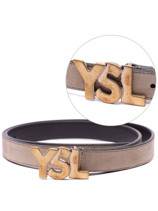 Luxury Saint Laurent YSL Logo Belt Beige
