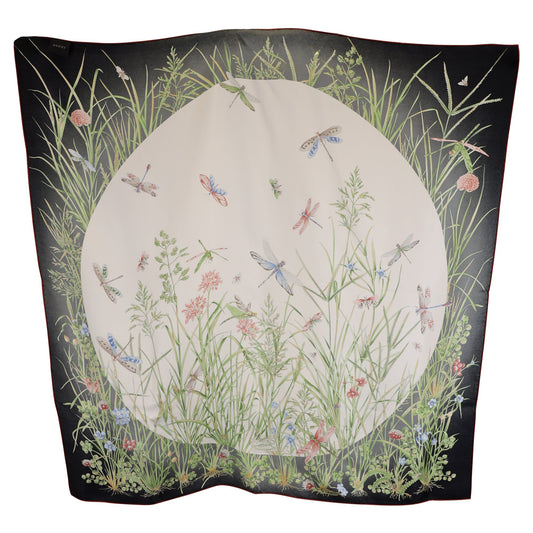Luxury Gucci Trending 2025 Dragonfly-Print Scarf in Multicolor Silk