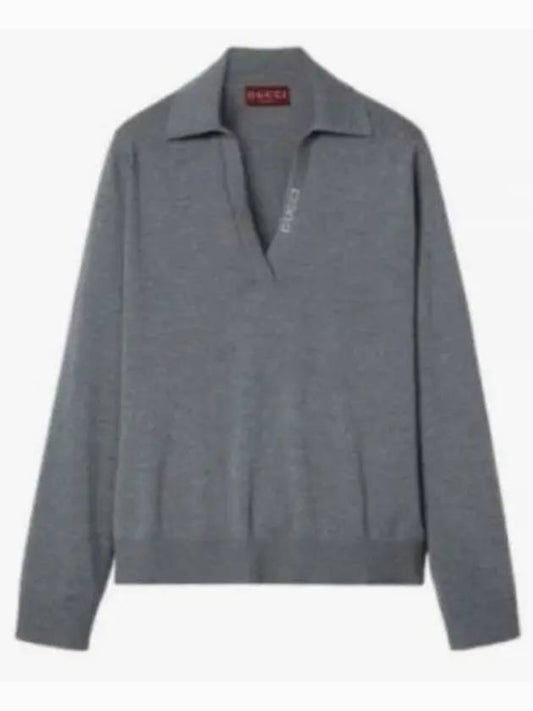 Luxury Gucci Trending 2025 Extra Fine Wool Polo Shirt Grey