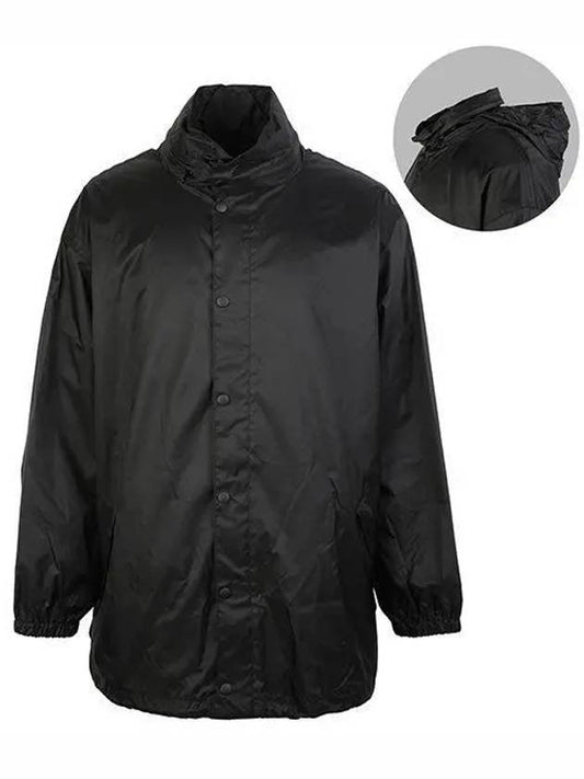 Luxury Balenciaga Language Logo Raincoat Black
