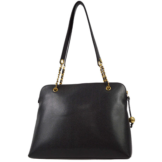 Luxury Chanel 1994-1996 Black Caviar Timeless Zipper Top Tote 41
