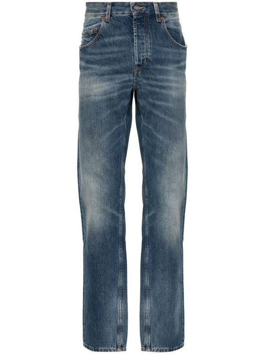 Luxury Saint Laurent Back Logo Patch Biologics Cotton Jeans Blue
