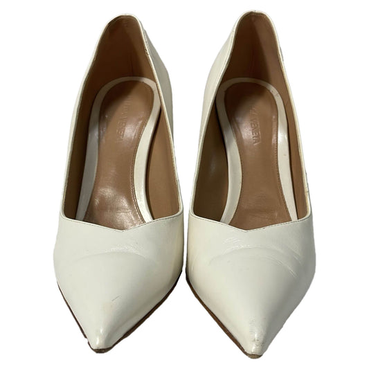 Luxury Bottega Veneta Punta Wedge Pumps in White Leather