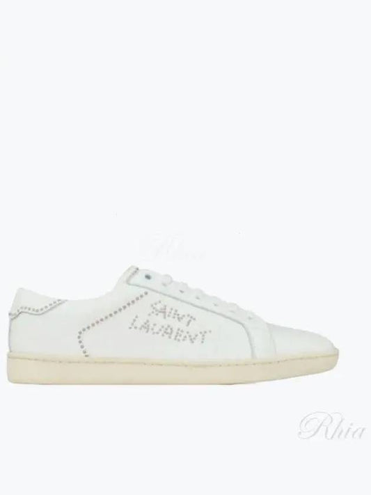 Luxury Saint Laurent Women's SL 08 Smooth Leather Low Top Sneakers Blanc Optic