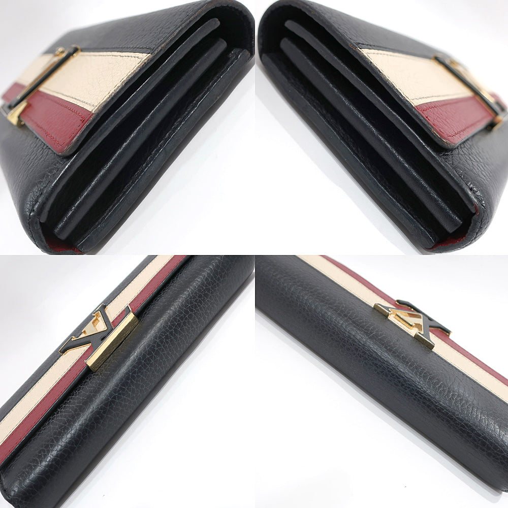 Louis Vuitton Long Wallet Portefolio Capsine M62133 Leather LV Logo Black Red Beige G Women Preservation Bag Box