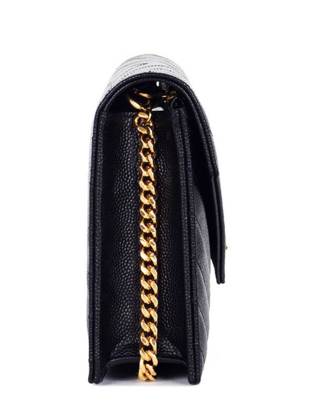 Luxury Saint Laurent Cassandre Matelasse Envelope Chain Cross Bag In Grain De Poudre Embossed Leather Black