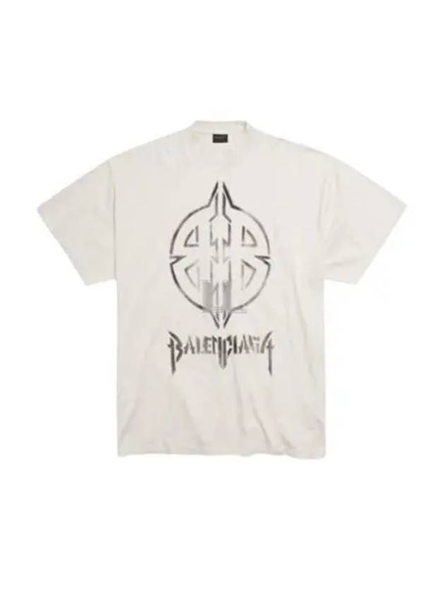 Luxury Balenciaga Metal BB Stencil Cotton Short Sleeve T-Shirt White