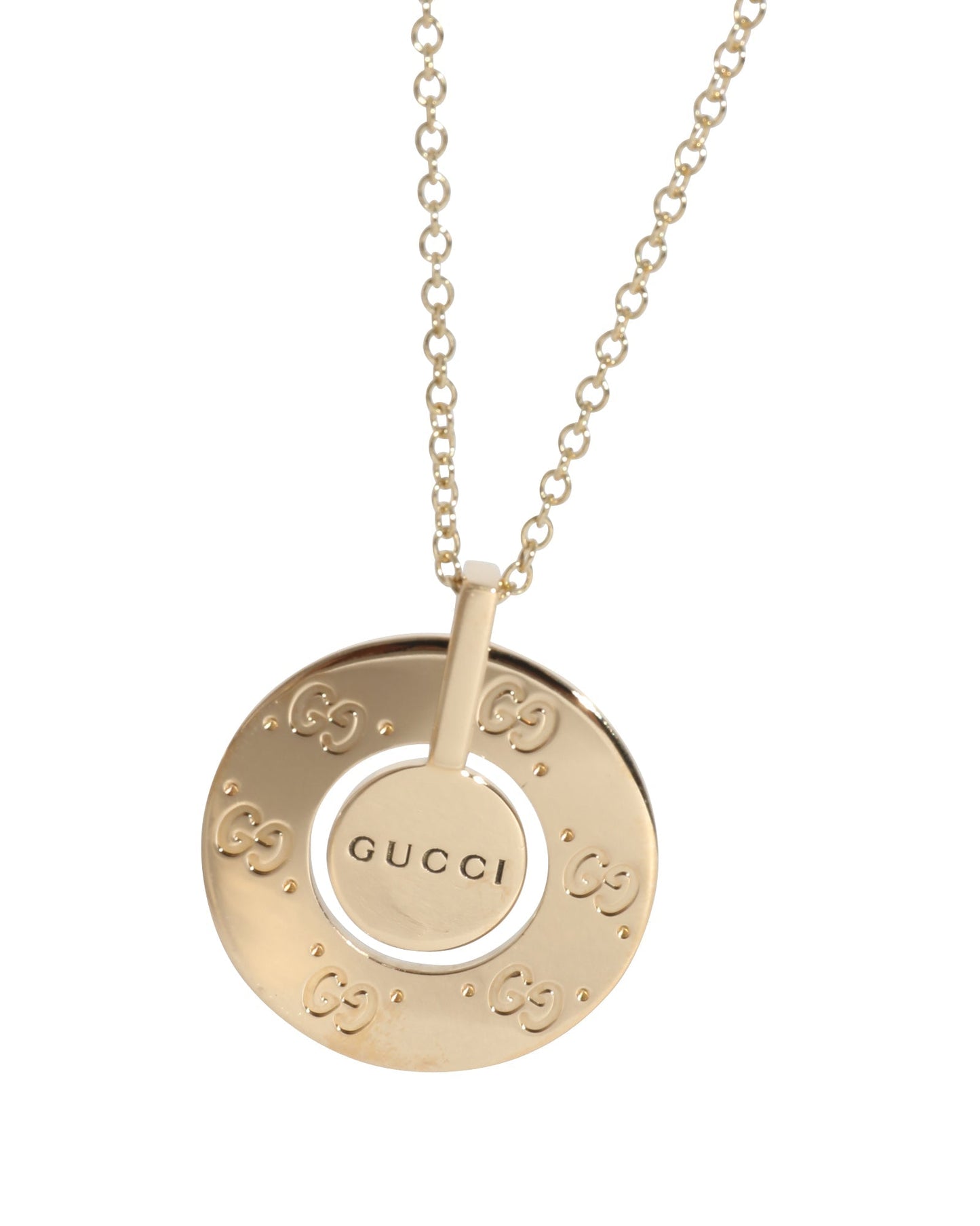 Luxury Gucci Trending 2025 Icon Rotating Disc Circle Pendant in 18K Yellow Gold