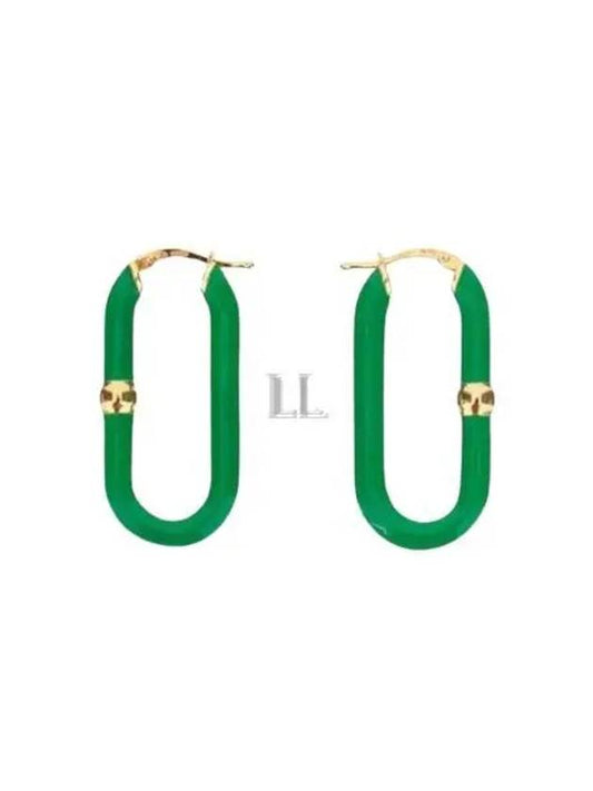 Luxury Bottega Veneta Enamel Hoop Earrings Green
