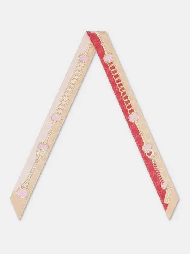 Luxury Gucci Trending 2025 GG Chain Print Silk Neck Bow Pink 7748193G0015872