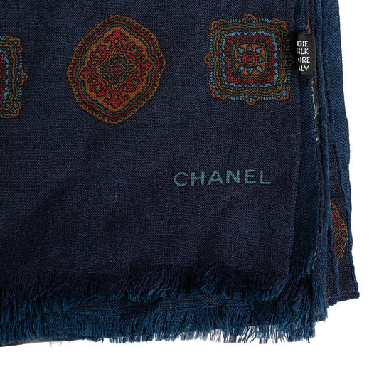 Chanel Logo Machu Picchu Brown Silk Cashmere CHANEL