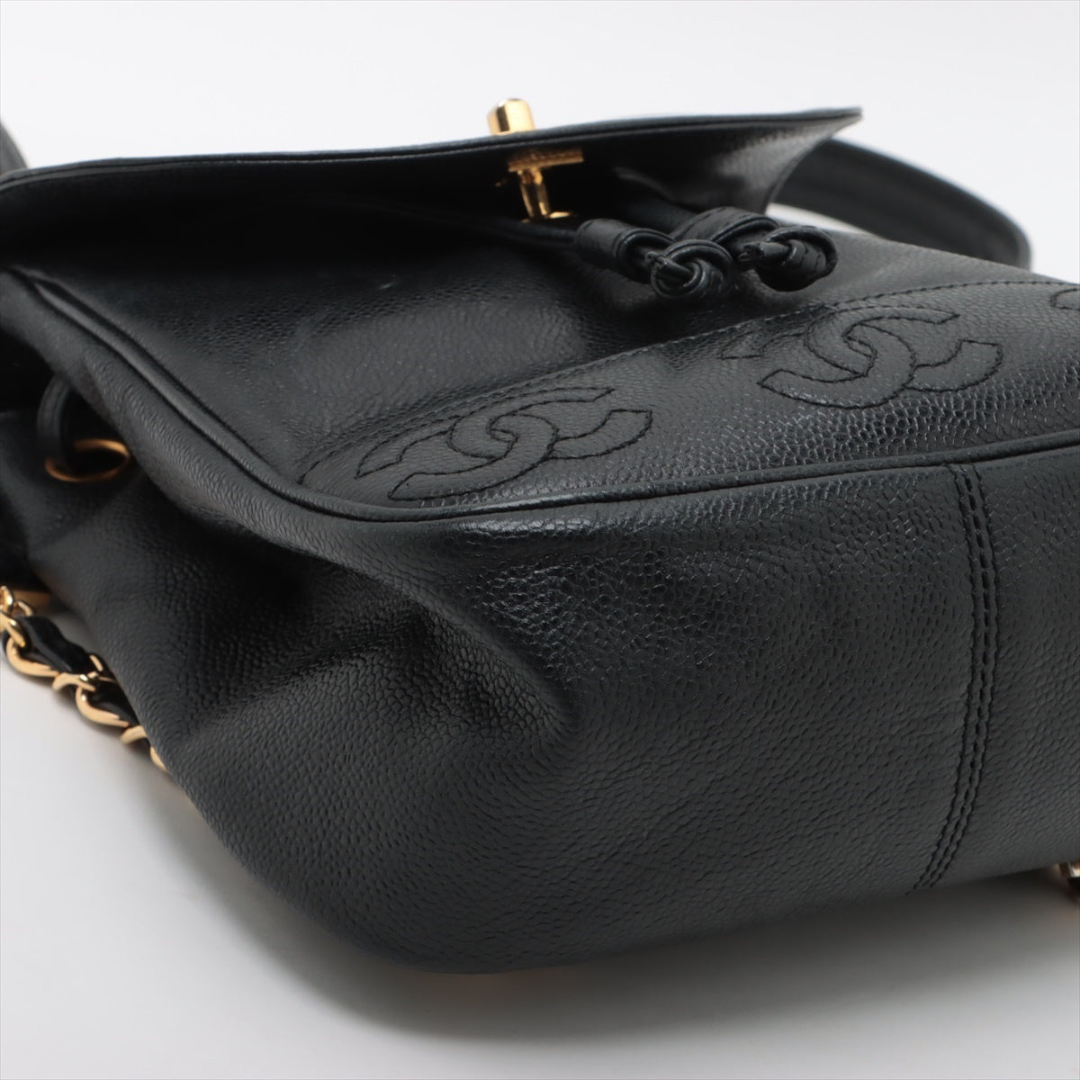 Chanel Triple Coco Cabia S Chain Rucks Black G 4th