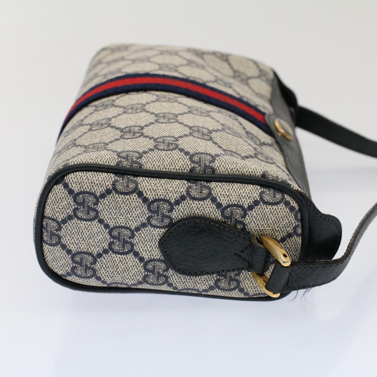 Luxury Gucci GG Canvas Sherry Line Shoulder Bag Gray Red Navy 89 02 018 ep1660