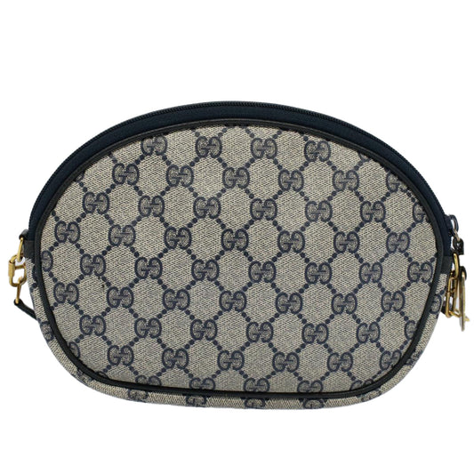 Luxury Gucci GG Canvas Shoulder Bag PVC Leather Gray Navy ep1884
