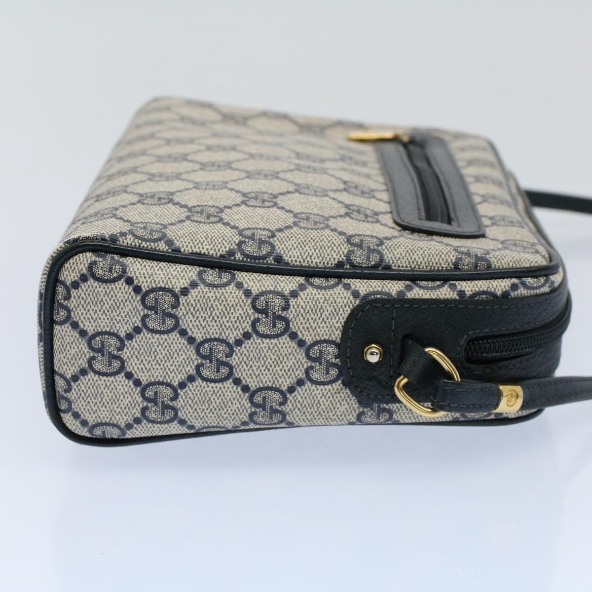 Luxury Gucci GG Canvas Shoulder Bag PVC Leather Gray Navy ep1896