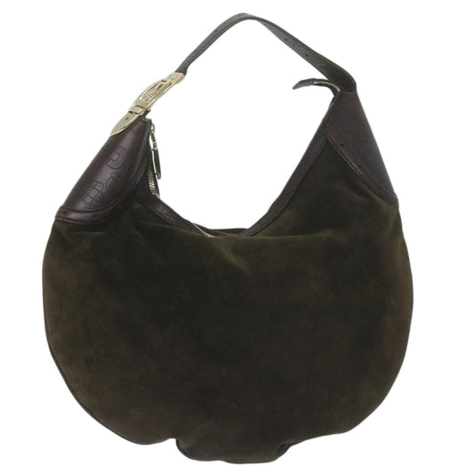 GUCCI Bamboo Shoulder Bag Suede Brown ep2898