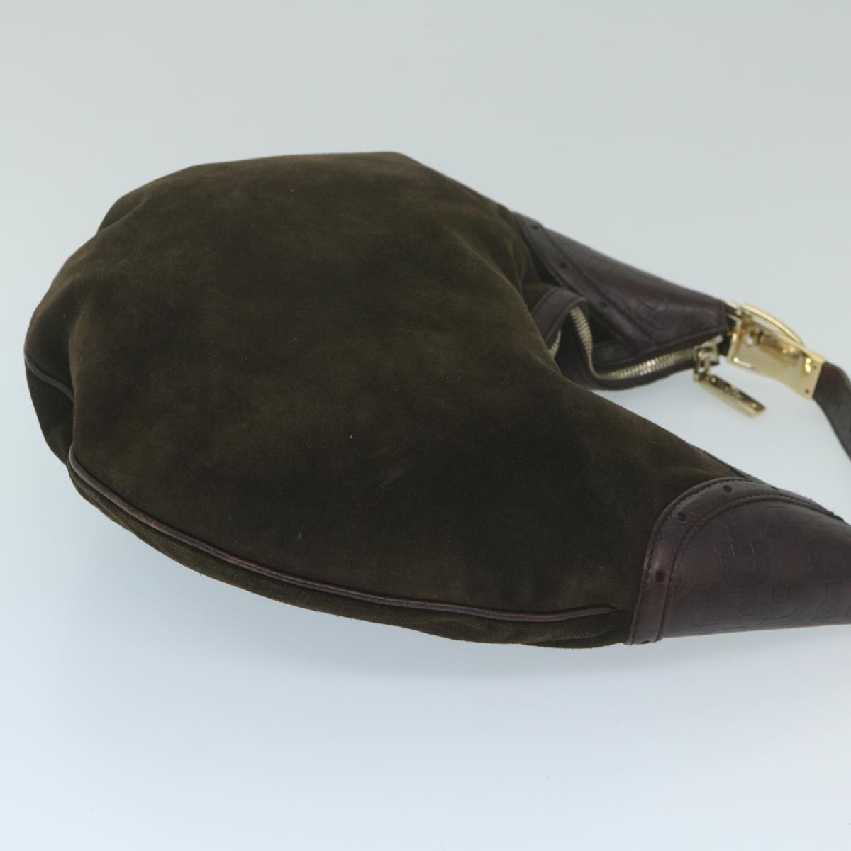 GUCCI Bamboo Shoulder Bag Suede Brown ep2898