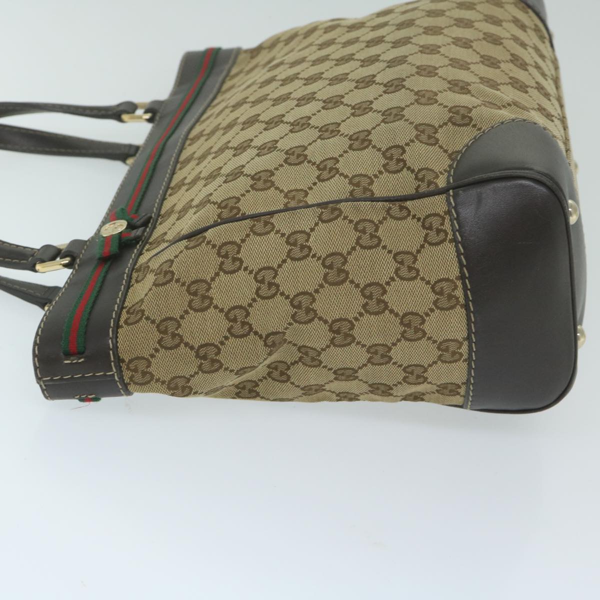GUCCI GG Canvas Web Sherry Line Tote Bag Beige Red Green 257061 ep2908