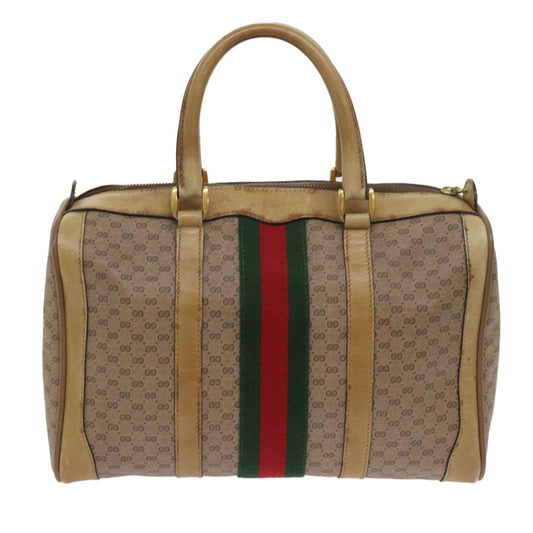 GUCCI Micro GG Supreme Web Sherry Line Boston Bag Beige Red Green ep2939