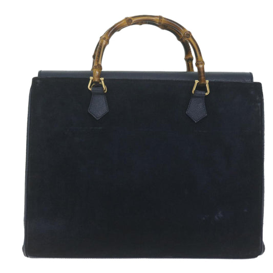 GUCCI Bamboo Hand Bag Suede 2way Navy ep2993