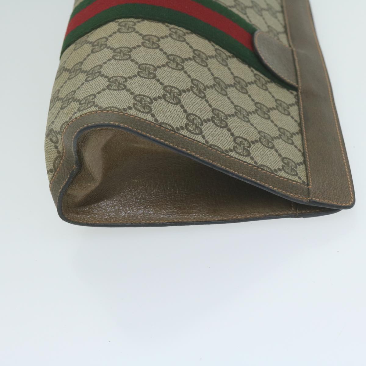 GUCCI GG Supreme Web Sherry Line Clutch Bag Beige Red 89 01 002 ep3034