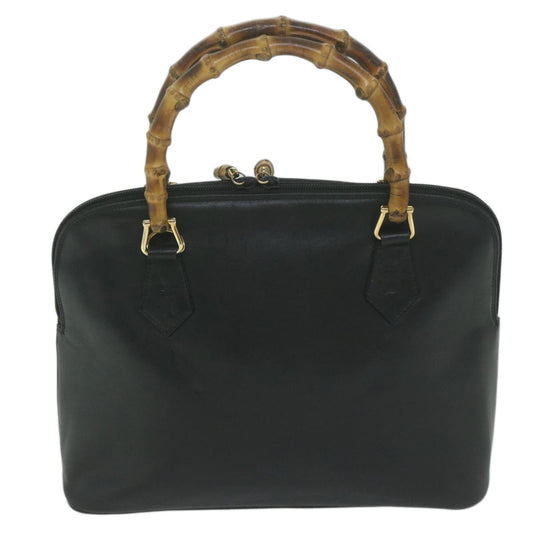 GUCCI Bamboo Hand Bag Leather 2way Black 000 0289 ep3042