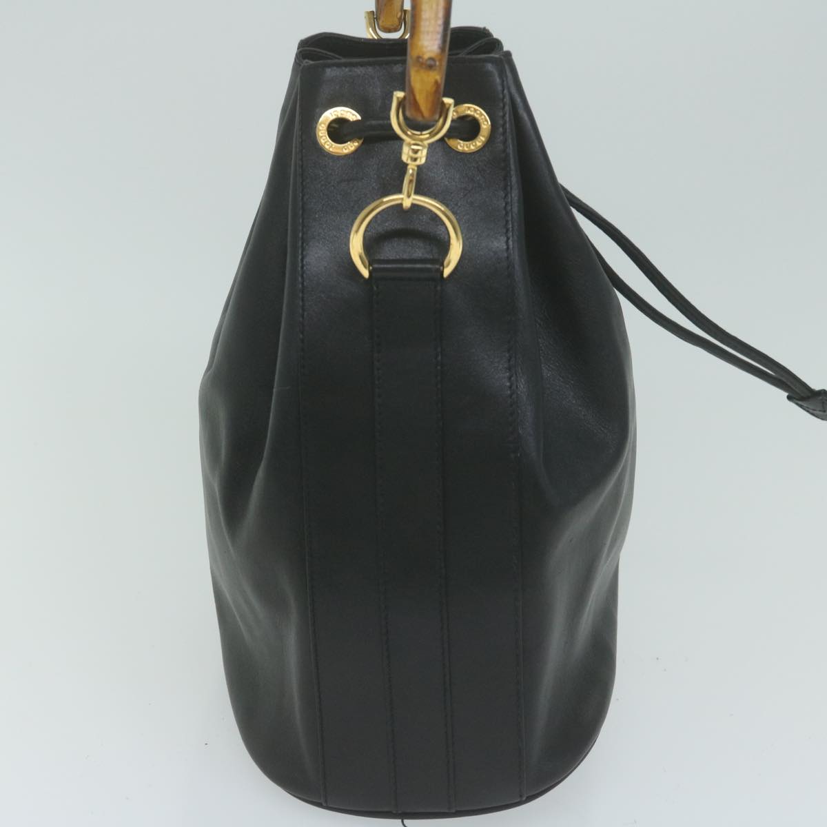 GUCCI Bamboo Hand Bag Leather 2way Black 001 2865 ep3073