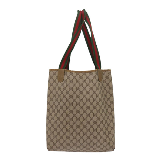 GUCCI GG Supreme Web Sherry Line Tote Bag PVC Beige Red 39 02 003 ep3074