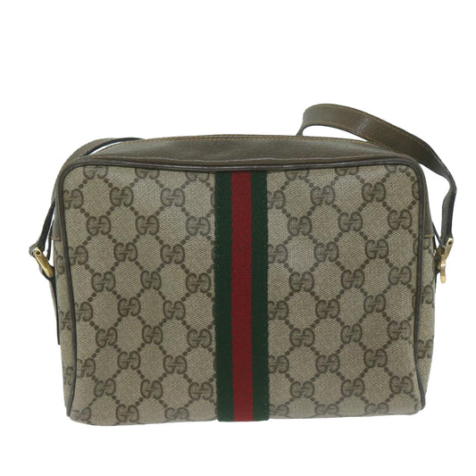 GUCCI GG Supreme Web Sherry Line Shoulder Bag Beige Red Green ep3088