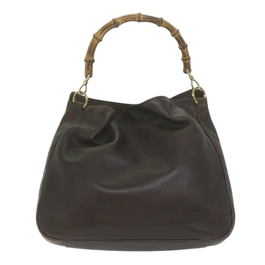 GUCCI Bamboo Shoulder Bag Leather 2way Brown 001 1705 1577 ep3101