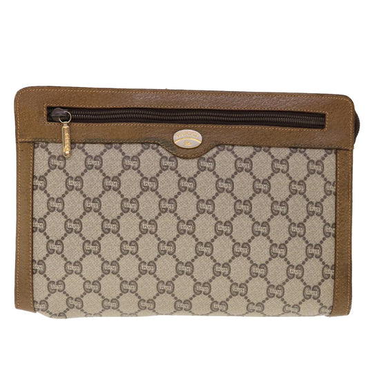 GUCCI GG Plus Supreme Clutch Bag PVC Leather Beige ep3130